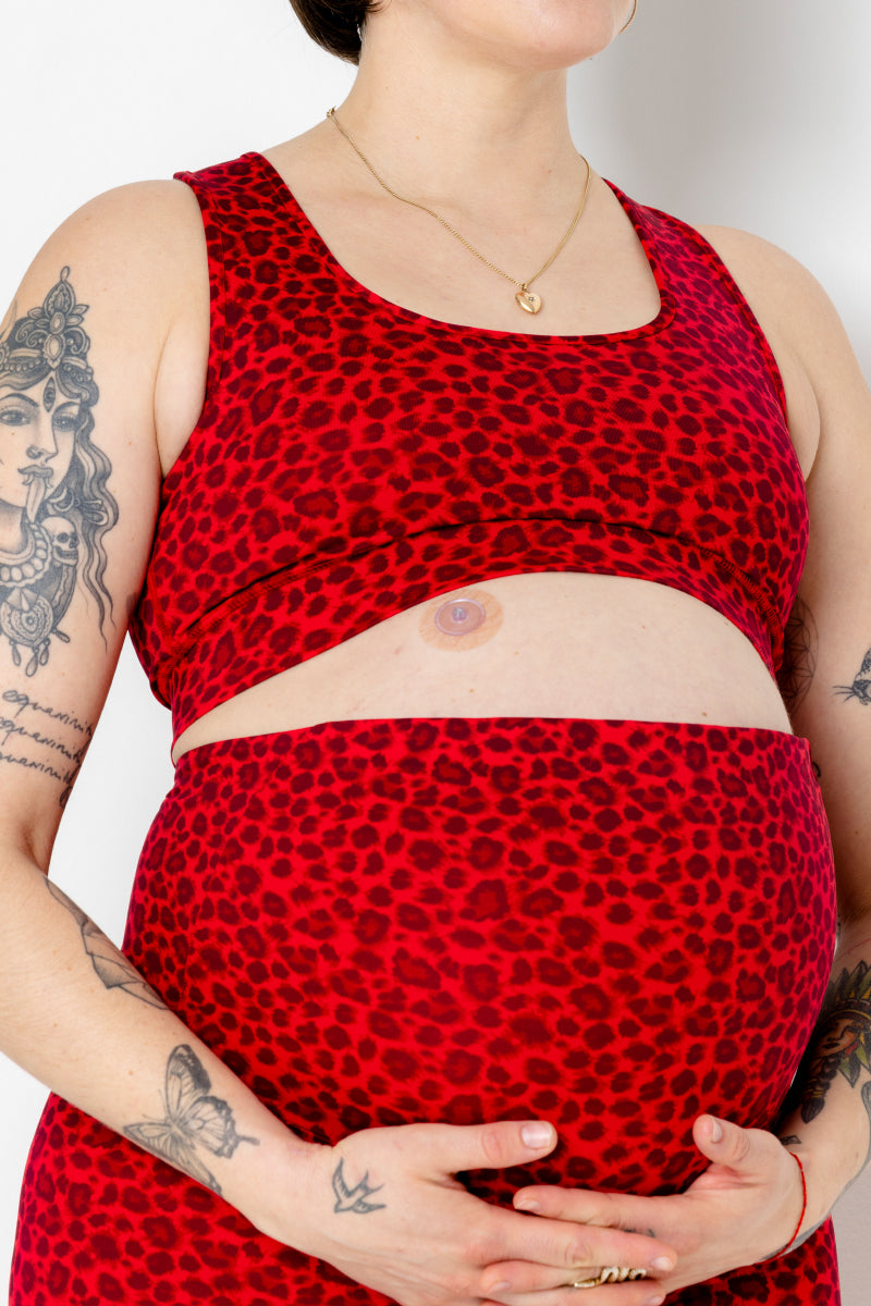 Maternity Leggings Leo Red | Hey Honey Yoga & Active Wear