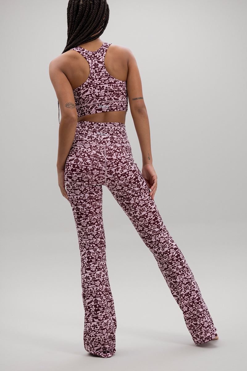 Flared Leggings Flower Bordure | Hey Honey Yoga & Active Wear