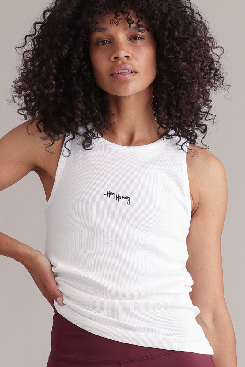 Rib Tank White | Hey Honey & Active Wear