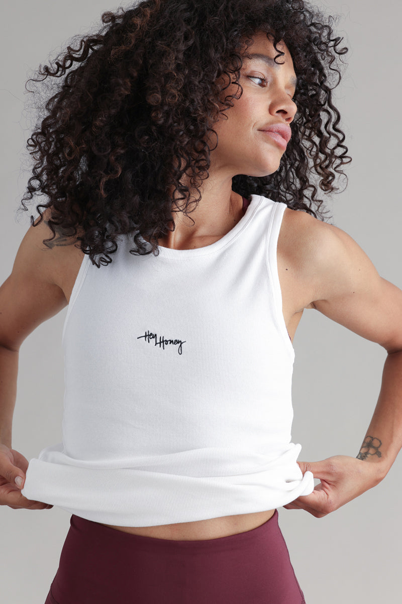 Rib Tank White | Hey Honey & Active Wear