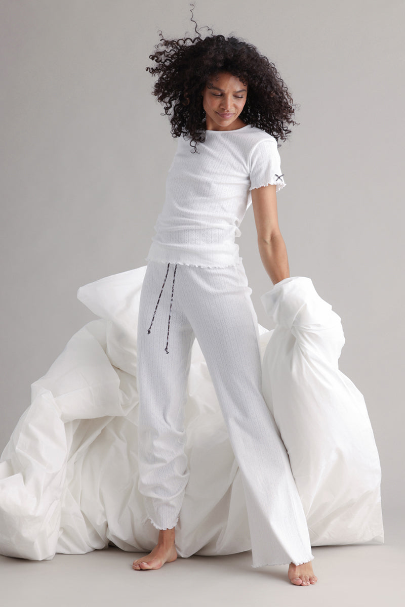 Long Pants Pointelle White | Hey Honey & Active Wear