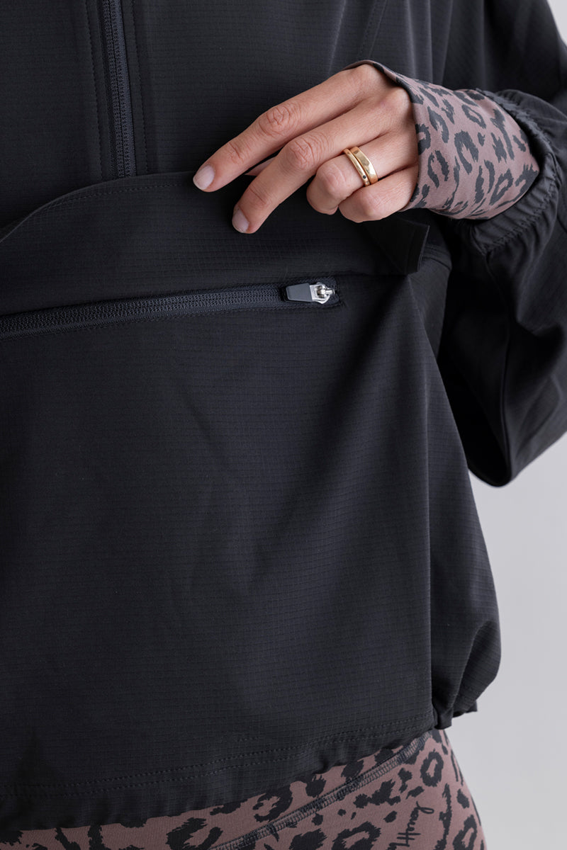 Ribstop Pull Over Jacket Black | Hey Honey & Active Wear