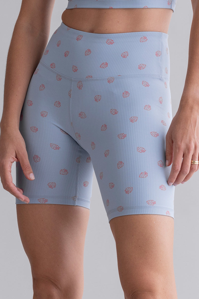 High Waist Biker Ribbed Juicy Dusty Blue