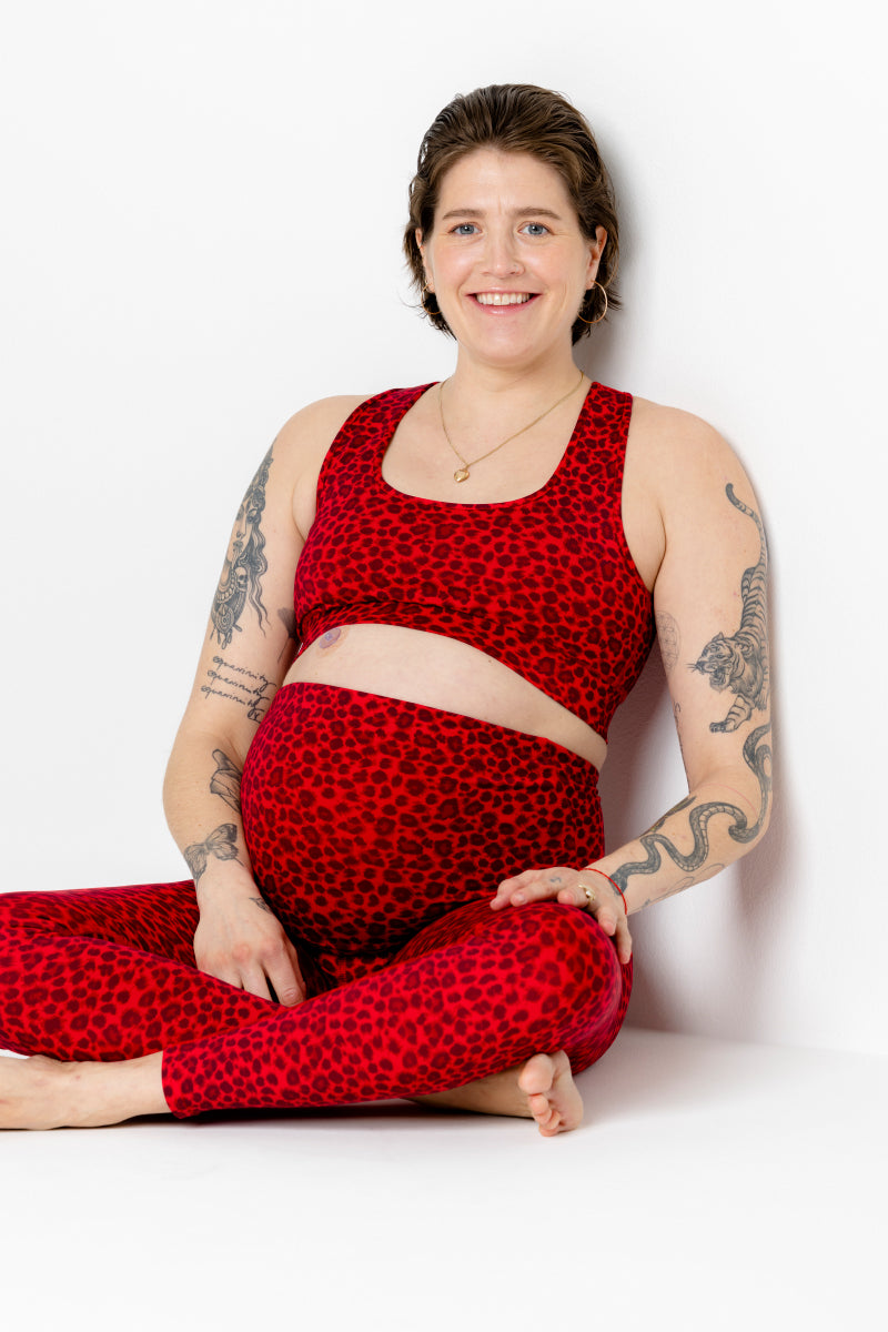 Maternity Leggings Leo Red | Hey Honey Yoga & Active Wear