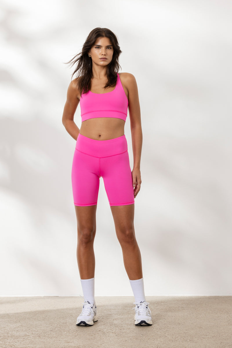 Criss-Cross Bra Neon Pink | Hey Honey Yoga & Active Wear
