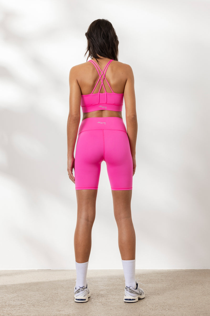 Criss-Cross Bra Neon Pink | Hey Honey Yoga & Active Wear