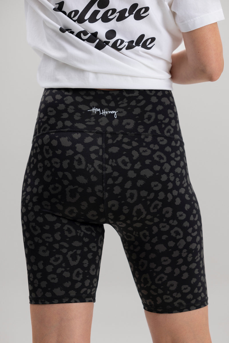 Maternity Biker Leo Black | Hey Honey Yoga & Active Wear