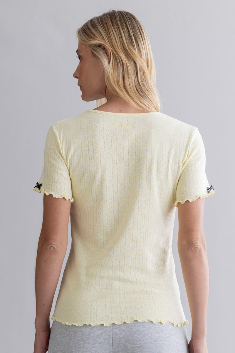 Pointelle T-Shirt Pastel Yellow | Hey Honey & Active Wear