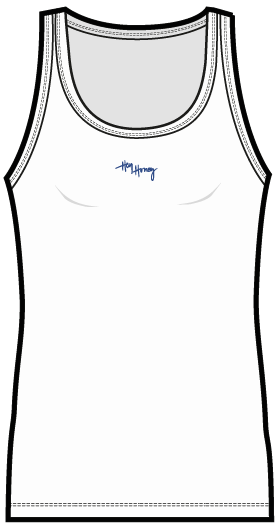 Rib Tank White Blue Logo | Hey Honey & Active Wear